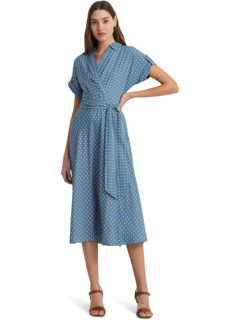 Polka-Dot Belted Crepe Dress LAUREN Ralph Lauren