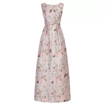 Lilianna Floral Jacquard Knotted Gown Kay Unger