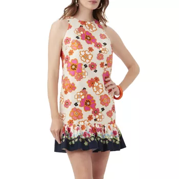 Мини-платье Berry с цветочным принтом и оборками на подоле Trina Turk