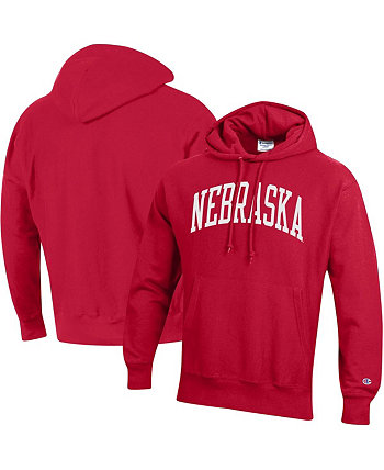 Мужское худи с капюшоном и карманом Nebraska Huskers Team Arch Reverse Weave Champion