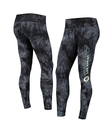 Женские черные леггинсы Green Bay Packers Burst Tie Dye Concepts Sport
