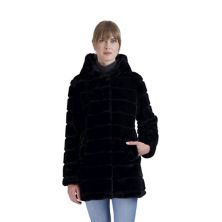 Женское двустороннее пальто из искусственного меха с капюшоном Sebby Collection Sebby Collection