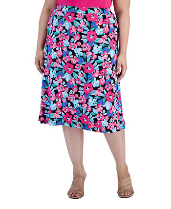 Расклешенная юбка миди без застежек с цветочным принтом больших размеров Kasper