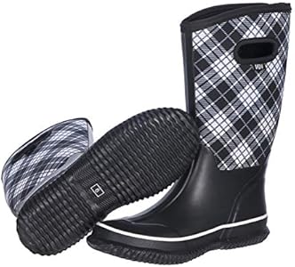 WTW Women's Rubber Rain Boots - Mid Calf Waterproof Insulated Neoprene Muck Boots Outdoor Hunting Garden Boots for Women WTW