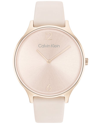 Часы с румяным кожаным ремешком 38 мм Calvin Klein