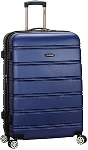 Rockland Melbourne Hardside Expandable Spinner Wheel Luggage, Black, Checked Large 28" Rockland