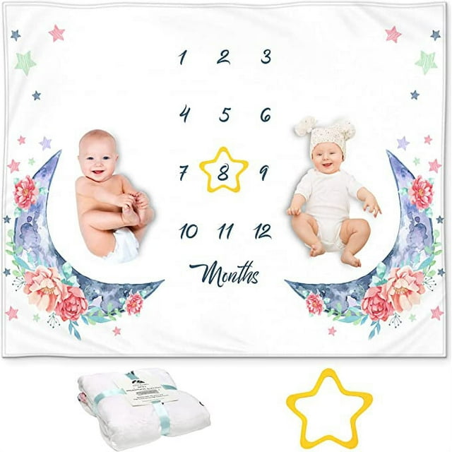 Kemina Blankets Baby Monthly Milestone Blanket Boy Girl, Princess Milestone Blanket for Baby Girl Includes Headband and Wreath, Baby Month Blanket Girl, Nursery Decor for Baby Shower, Baby Girl Gifts KEMINA BLANKETS