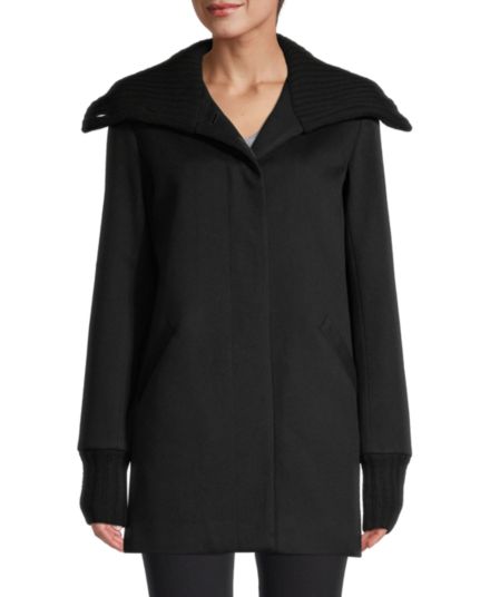 Wool &amp; Cashmere Ribbed Collar Coat Sofia Cashmere