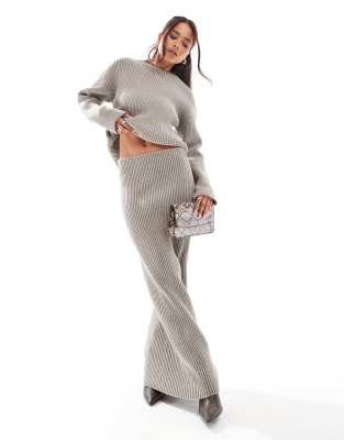 4th & Reckless soft rib knitted maxi skirt in taupe - part of a set 4TH & RECKLESS