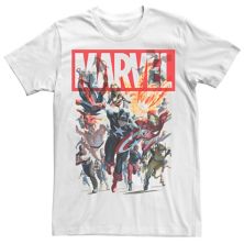 Мужская футболка Marvel D23 Exclusive Group Shot Portrait из красного кирпича с логотипом Marvel