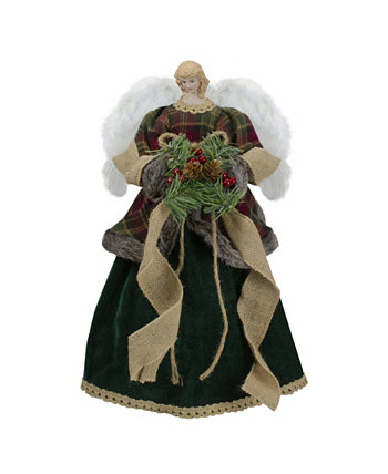 18-дюймовый ангел в платье, неосвещенный топпер для рождественской елки, украшенный ягодами падуба Northlight