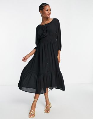 Черное платье макси в стиле бохо French Connection French Connection