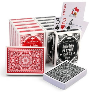 LotFancy Playing Cards, Jumbo Index, 12 Decks of Cards (6 Black 6 Red), Large Print, Poker Size LotFancy