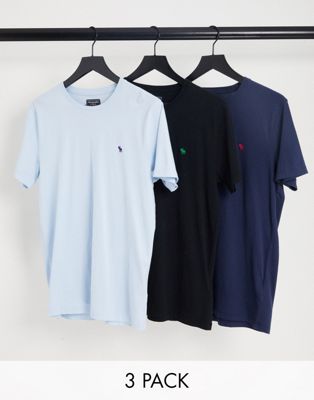 Набор из 3 футболок Abercrombie & Fitch темно-синего, синего и черного цветов с логотипом Abercrombie & Fitch