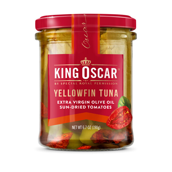 Yellowfin Tuna, Вяленые помидоры с оливковым маслом Extra Virgin, 6,7 унции (190 г) King Oscar
