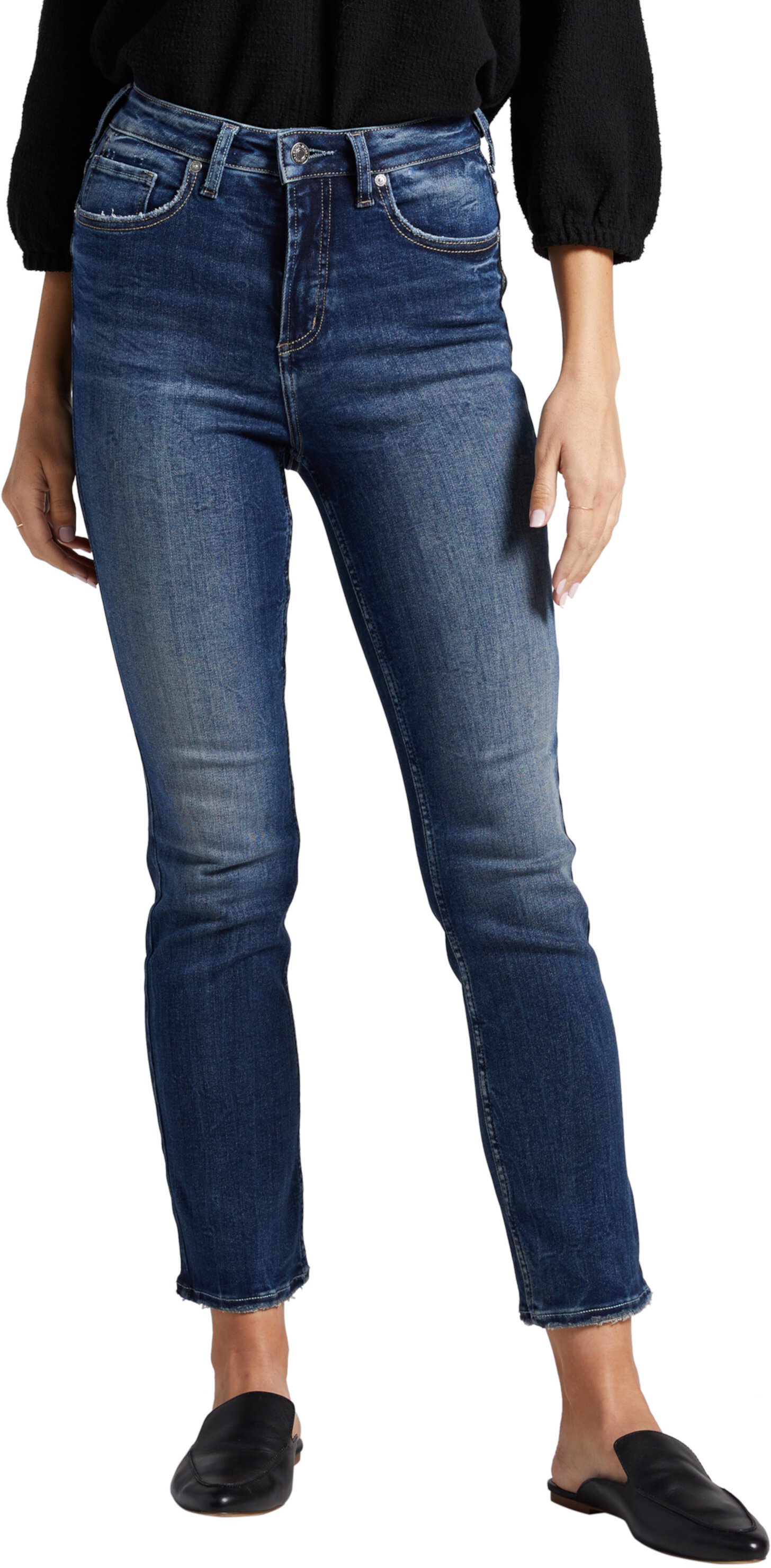 Прямые джинсы с высокой посадкой Infinite Fit L88410INF339 Silver Jeans Co.