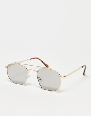 Сделано в. квадратные солнцезащитные очки-авиаторы в стиле ретро из золота и шалфея Madein.