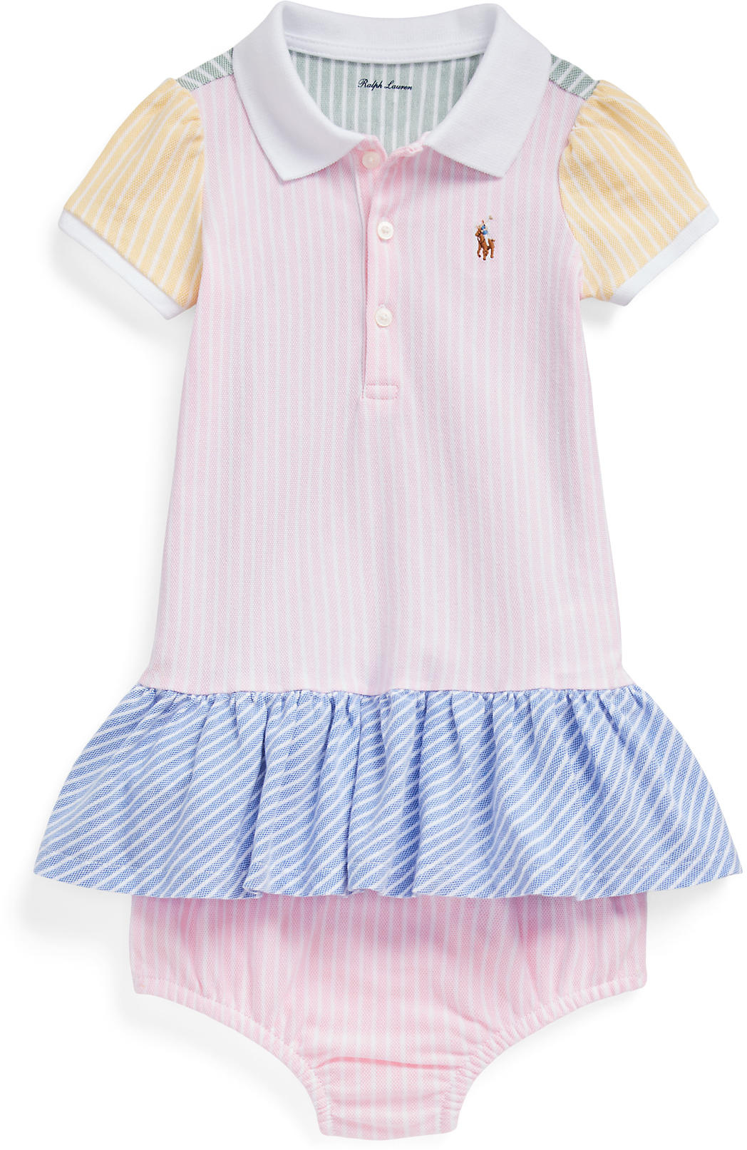 Сетчатое платье-поло и шаровары с цветными блоками (для младенцев) Ralph Lauren