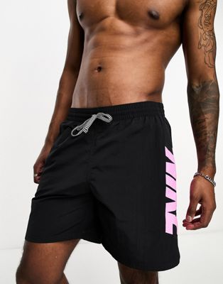 Черные шорты для плавания Nike Swim Icon Volley размером 7 дюймов с графическим рисунком Nike