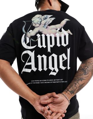 ADPT oversized T-shirt with cupid back print in black  ADPT
