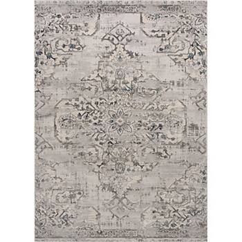 5' x 7' Gray and Blue Floral Rectangular Area Throw Rug Signature Home Collection