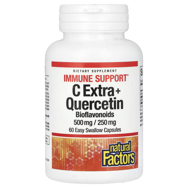 C Extra + Кверцетин, 500 мг/250 мг, 60 капсул, которые легко глотать Natural Factors
