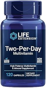 Life Extension Two-Per-Day Multivitamin - for Heart, Brain, Blood Vessel & Cellular Health – Essential Vitamins & Minerals for Well-Being - Two Per Day - Gluten-Free – Non-GMO – 60 Capsules (Капсулы) Life Extension