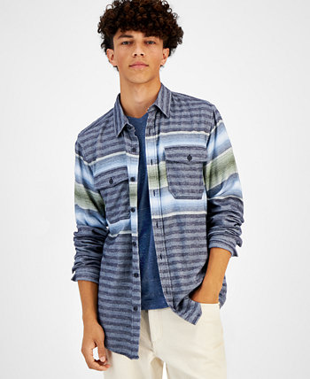 Мужская фланелевая рубашка в жаккардовую полоску Edward, созданная для Macy's Sun & Stone
