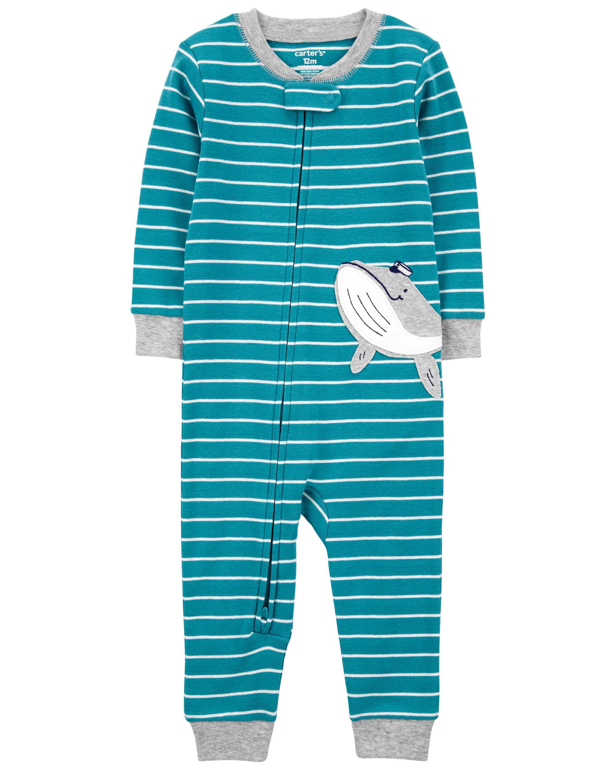 Цельная пижама без ног из 100 % плотного хлопка в полоску с изображением кита для малышей Carter's