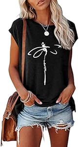 Women's Graphic Tees Casual Summer Funny Dragonfly Printed Short Sleeve Cute T Shirts Tops JNIFULI