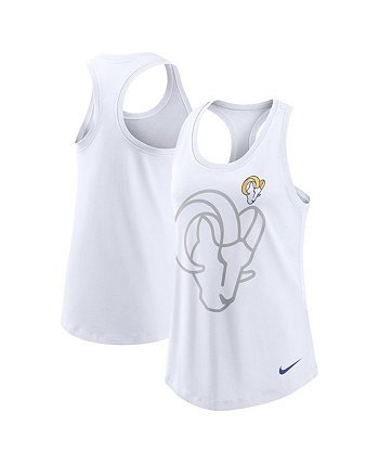 Женская белая майка Los Angeles Rams Tri-Blend с овальным вырезом и гоночной спиной Nike