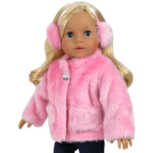 Sophia’s Pink faux fur Coat and Earmuff Headband Set for 18" Dolls Sophia's