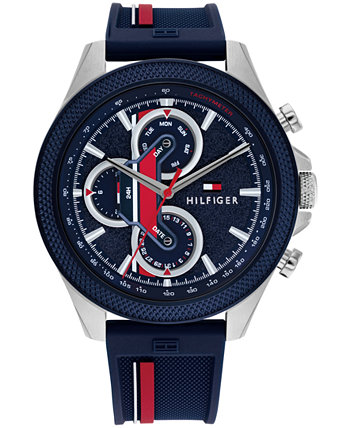 Мужские многофункциональные синие силиконовые часы 46 мм Tommy Hilfiger