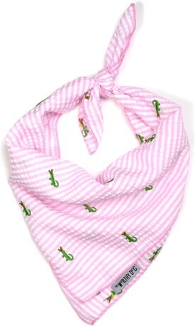 The Worthy Dog Pink Stripe Alligator Dog Bandana, Pink The Worthy Dog