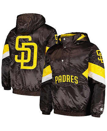 Мужская коричневая куртка San Diego Padres Force Play II с капюшоном и полумолнией до половины Starter