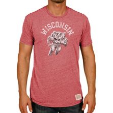 Мужская оригинальная ретро-брендовая футболка Heather Red Wisconsin Badgers, винтажная футбольная футболка Bucky Tri-Blend Original Retro Brand
