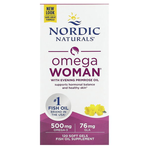 Omega Woman с маслом примулы вечерней, 120 мягких желатиновых капсул Nordic Naturals