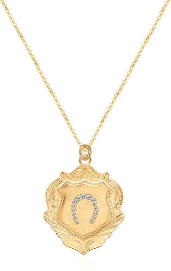 GABI RIELLE Ожерелье в виде подковы со щитом из стерлингового серебра 14 карат с покрытием из золота 14 карат и CZ Gabi Rielle