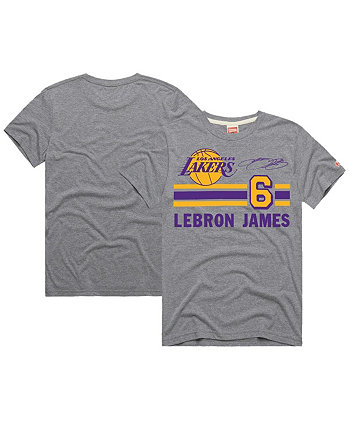 Мужская футболка LeBron James Grey Los Angeles Lakers Number Tri-Blend Homage