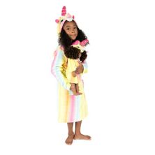 Leveret Girls and Doll Fleece Robe Rainbow с капюшоном Leveret