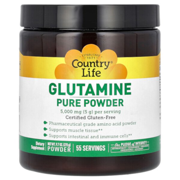 L-Glutamine Pure Powder - 5000мг - 275 г - Country Life Country Life