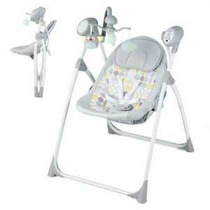 Kepooman Portable Baby Swing,Rocker Chair,Electric Foldable Baby Rocking Chair with Adjustable Backrest-Gray Kepooman