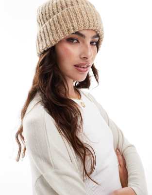 ASOS DESIGN chunky knit beanie in oatmeal ASOS DESIGN