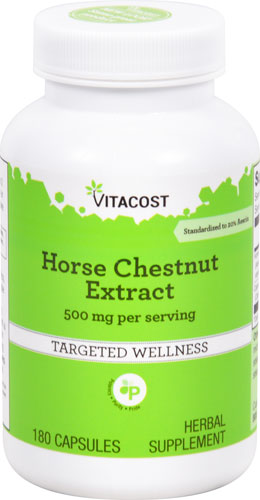 Конский каштан, стандартизированный экстракт - 500 мг - 180 капсул - Vitacost - Формулы для сердца Vitacost