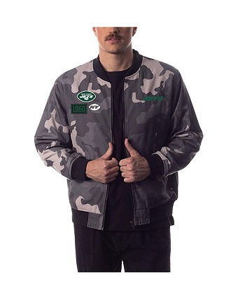 Мужская и женская серая потертая камуфляжная куртка-бомбер New York Jets The Wild Collective