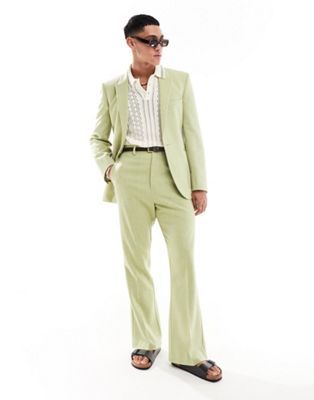 Узкий пиджак серо-зеленого цвета из смеси шерсти ASOS DESIGN ASOS DESIGN