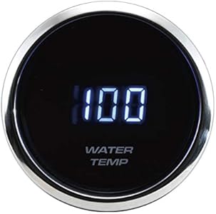 MOTOR METER RACING MGS Series 52mm 2-1/16" Electrical Water Temperature Gauge 100~300 °F Black Dial White & Amber LED Backlit Waterproof Motor Meter Racing