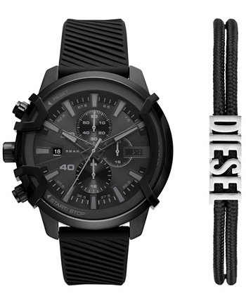Мужские черные силиконовые часы с хронографом, 48 мм, подарочный набор Diesel
