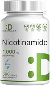 Vitamin B3 Nicotinamide 1,000mg Per Serving – 500 Capsules, Flush Free Niacin, Essential B3 – Supports Healthy Skin & Energy Production – Non-GMO DEAL SUPPLEMENT