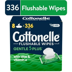 Cottonelle Gentle Plus Flushable Wipes, 8 Flip-Top Packs Cottonelle